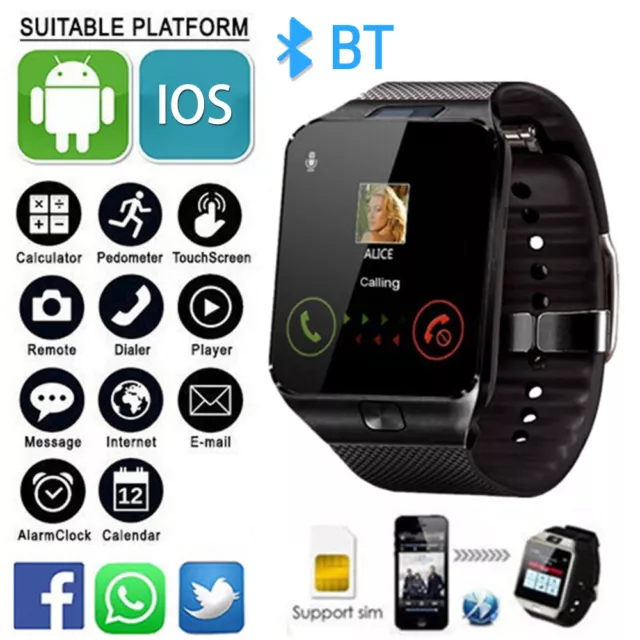 Bluetooth Smartwatch mit Kamera Wasserdicht Phone Mate für Android Samsung iPhone