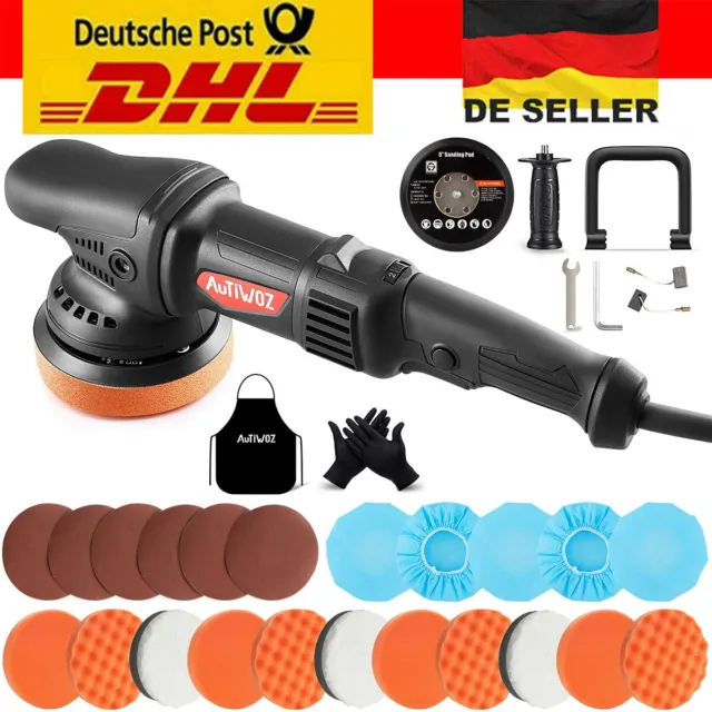 AUTIWOZ Auto Poliermaschine 920W Exzenter Polierer 125 mm Polierpads Politur Set