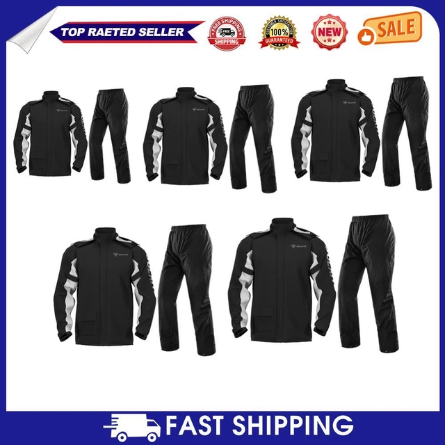 HOT SULAITE Reflective Motorcycle Rain Jacket + Pants 2 Piece Set with Shoe Cove