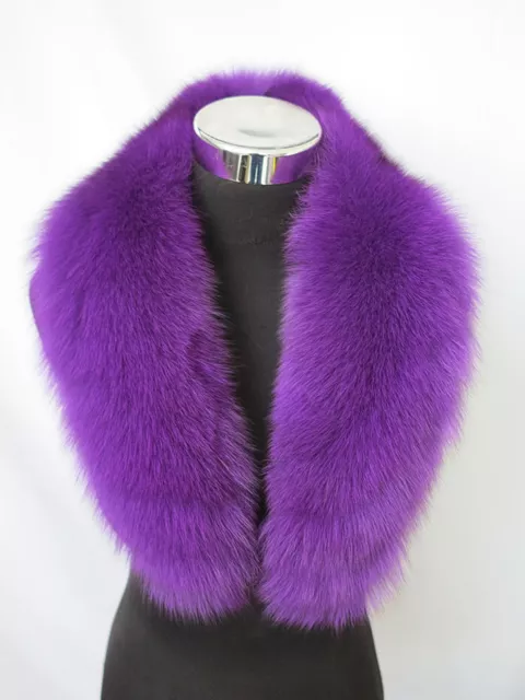 100% Real fox fur collar/neck wrap/ violet women jacket collar/scarf 80*15 cm