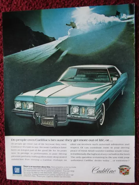 1972 Cadillac Coupe de Ville Luxury Car Automobile Print Ad ~ More Out of Life