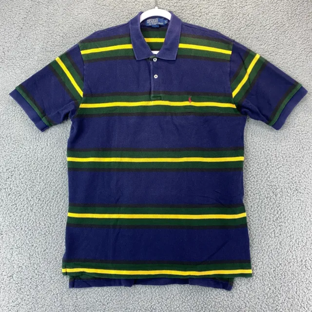 POLO RALPH LAUREN Adult XL Blue Colorful Striped Pony Knit Polo Shirt ...