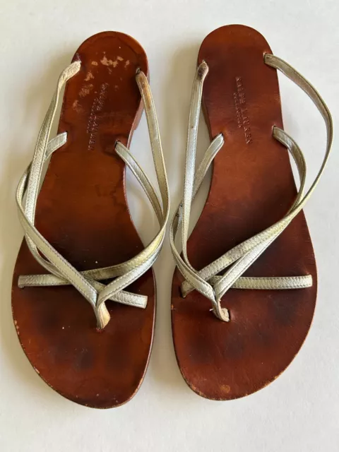 Ralph Lauren Collection Gold Strappy Leather Sandals Size 8 B Us