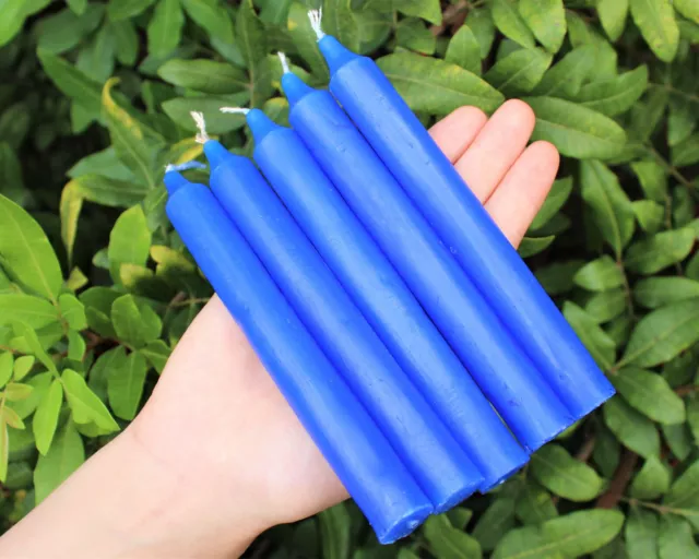 Lot of 5 x 6" Taper Candles: BLUE  (Spell Candles Altar Ritual Household)