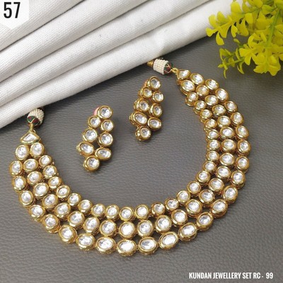 Banithani Traditionnel 18K plaqué Or Collier Boucles d'oreilles Bijoux de mariée Femmes 