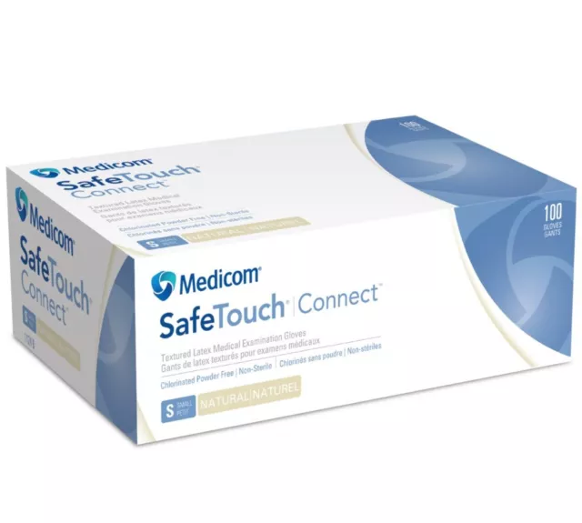 Medicom 1124-B SafeTouch Latex Exam Gloves Powder Free Small 100/Bx