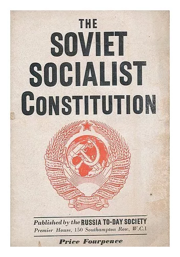 RUSSIA TODAY SOCIETY The Soviet socialist constitution 1941 Paperback