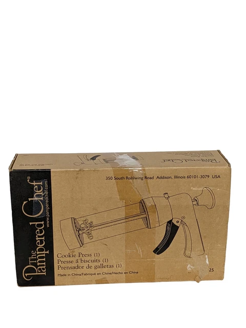 The Pampered Chef prensa de galletas 1525 discos manual completo