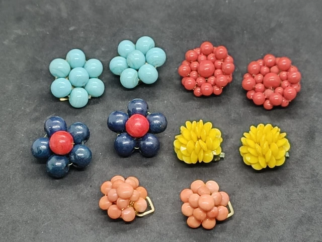 Lot De 4 Paires De Boucles D'oreilles Vintage Anciennes - Occasion - Bon état Général