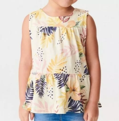 Bnwt Next Baby Girl 12-18 Months tropical floral Top cotton peplum vest summer