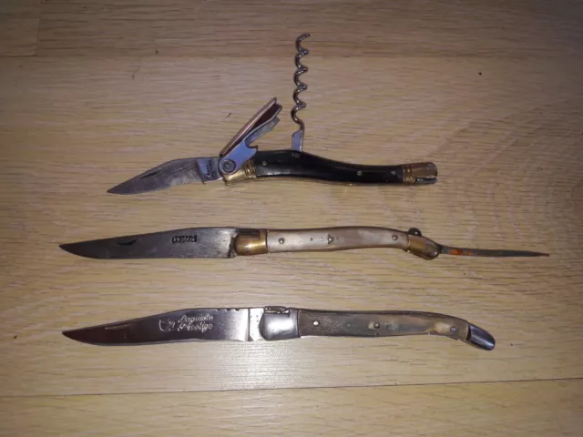 lot de 3 couteaux laguioles en corne