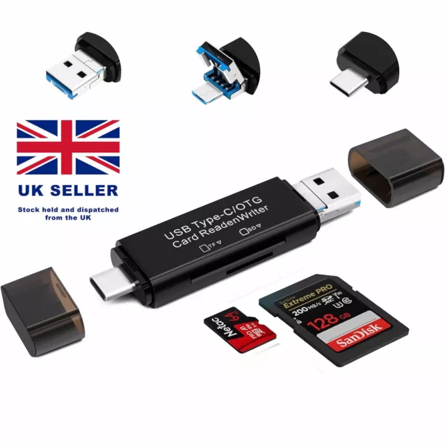 USB C 3.0 SD Micro SD Memory Card Reader High Speed SDHC SDXC MMC Mobile UK