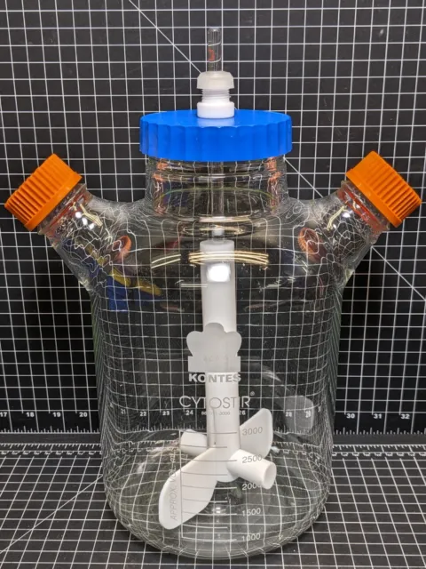 KONTES CYTOSTIR Spinner Flask Bioreactor 3000mL reactor bellco lab glass pyrex