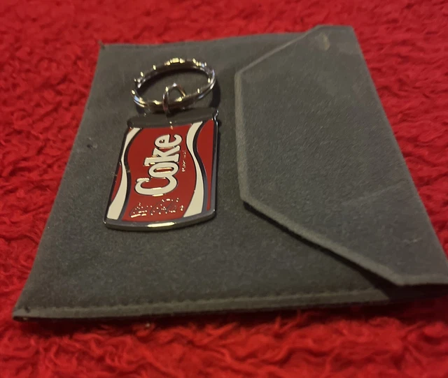 Vintage Coke Can Keychain 1986 Very Nice Coca-Cola Metal Key Ring With Pouch New