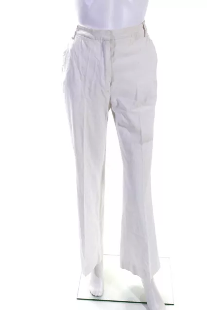 Diane Von Furstenberg Women's Flat Front Straight Leg Dress Pant Ivory Size 0