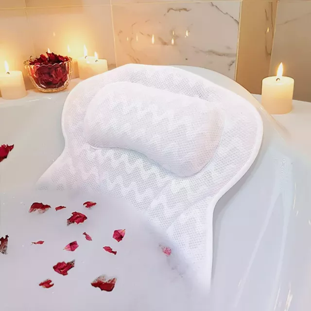 Luxury Bath Pillow Non Slip Relaxing Bathtub Cushion Spongy Spa Headrest Comfort