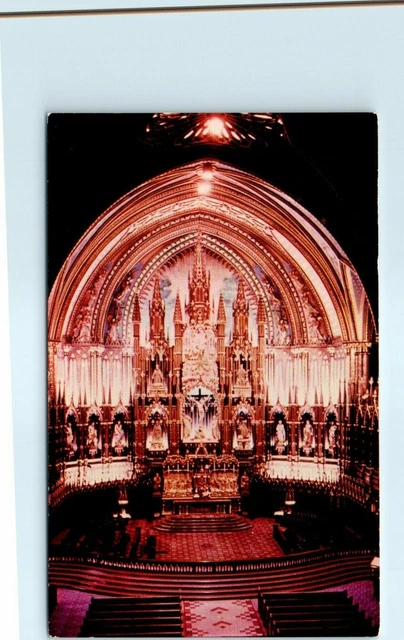 Postcard - A view of the main altar, Notre-Dame Church - Montreal, Canada
