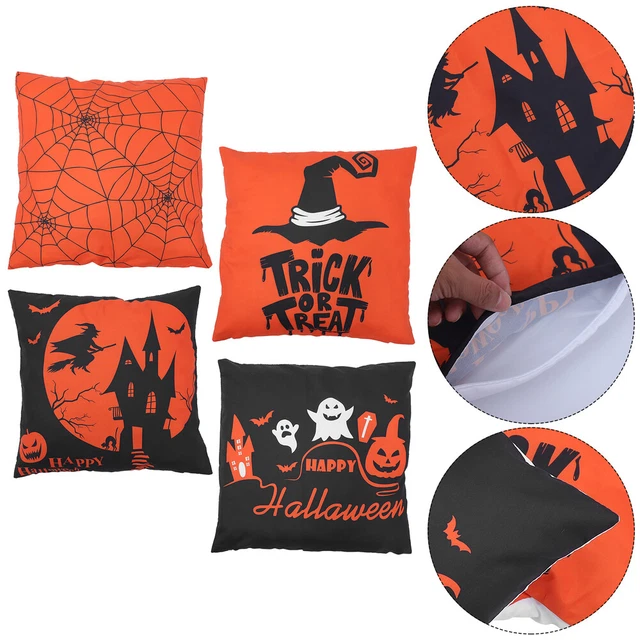 Piel de melocotón Halloween Funda Cojín Fundas Cojín Almejas Halloween Calabaza