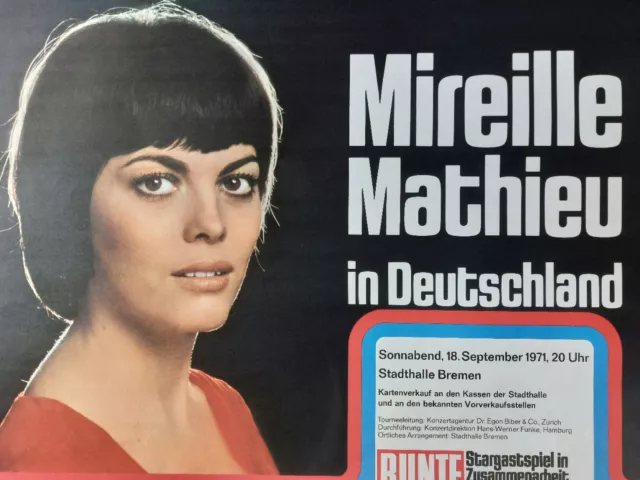 1971 Super rare "Mireile Mathieu" Plakat Poster Original 1971 Konzert Concert