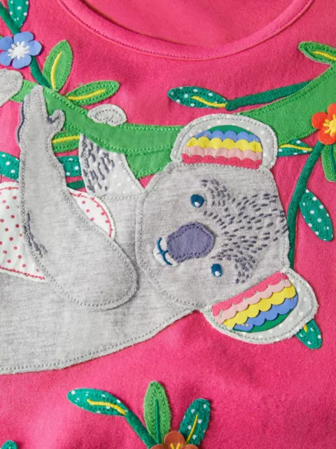 Mini Boden T-shirt a maniche corte Safari applique ragazza in koala rosa festa 3