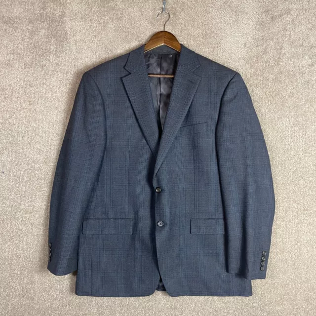 Lauren Ralph Lauren Sport Coat Blazer Mens 43R Gray/Blue Plaid Wool Suit Jacket