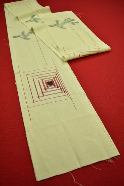 Vintage Japanese Kimono Fabric Wool Antique Boro Kusakizome Woven 85.4"/KS52/80