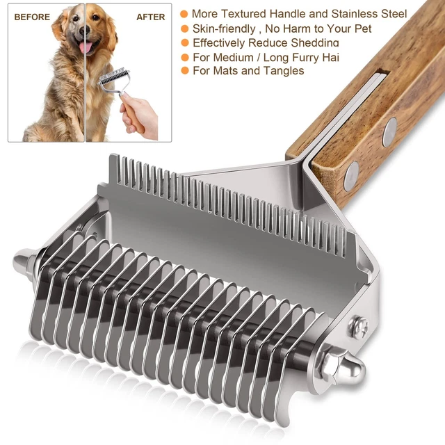 2side Dog Brush for Shedding Dematting Pet Grooming Cat Hair Undercoat Rake Comb