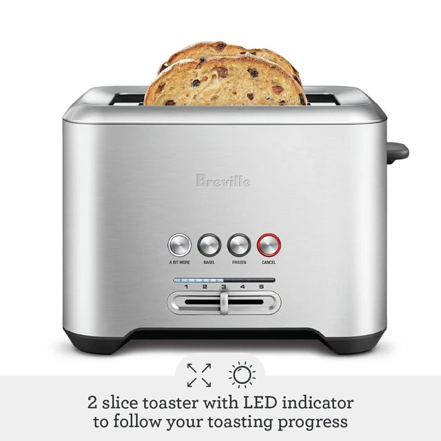 BREVILLE BIT MORE Toaster 2 Slice BTA70XL, Brushed Stainless Steel 76.