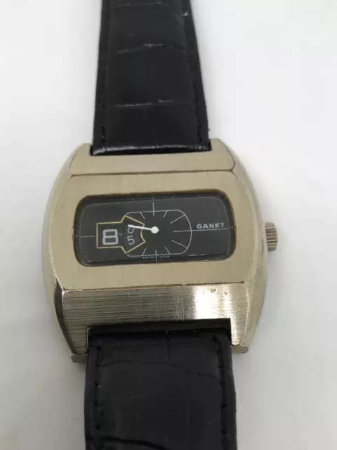 Beautiful, Rare, Retro Swiss Jump Hour 1970s GANET watch