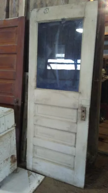 Antique Vintage Wood Wooden Exterior Entry Door With Window *FOR RESTORATION* 6