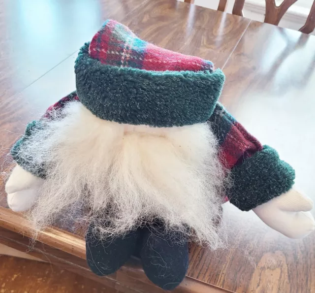 Woof & Poof 18 Inch Musical JINGLE BELLS Santa Claus w Green Red Plaid Coat