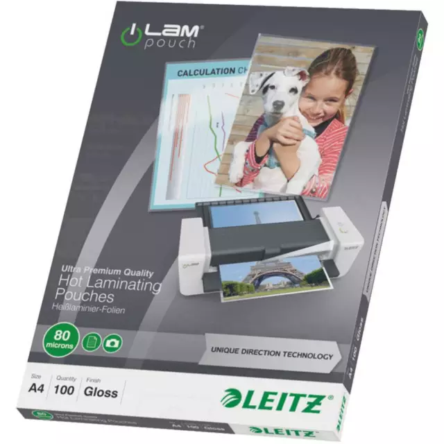 100er Multipack Leitz Laminierfolie DIN A4 80 micron glänzend 100 St.