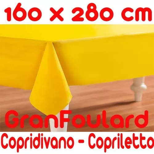 Telo Arredo Copridivano Copriletto GranFoulard copritutto Cotone Giallo 160x280