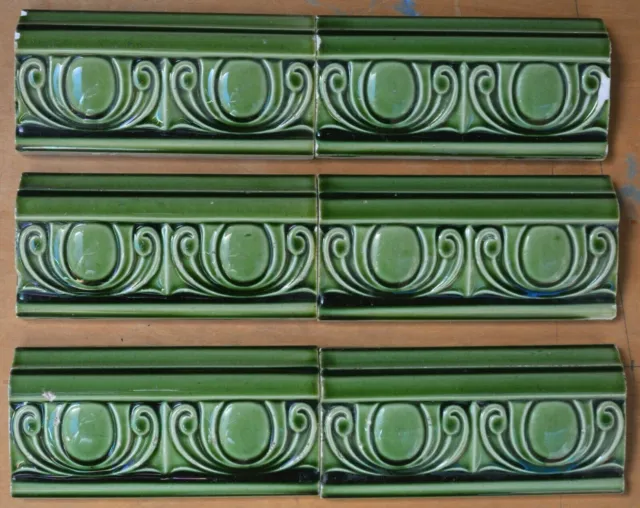 Boote -  Antique Art Nouveau Majolica 6 Border Tile C1900