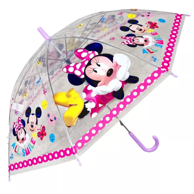 Minnie Mouse Smiles Paraguas Transparente Niños Parasol Clásico Lluvia