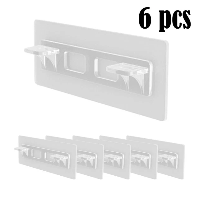 Shelf Support Hooks Kitchen Adhesive Pegs Clapboard Closet Cabinet Punch Free