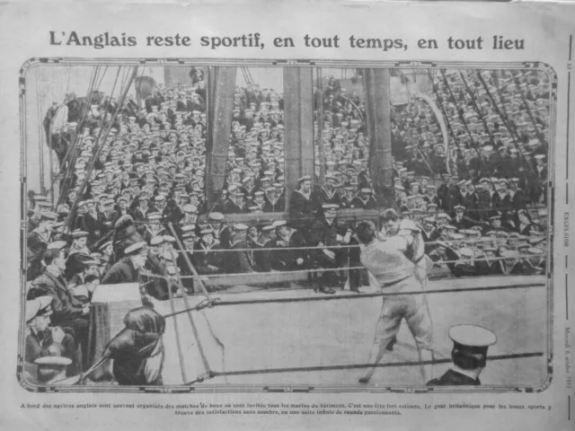 1916 Boxe Sport Marine Anglaise  2 Journaux Anciens