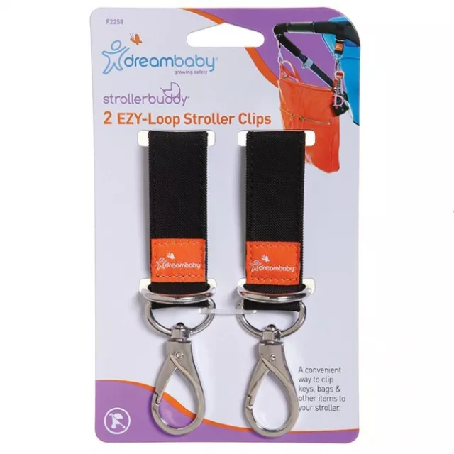 New Dreambaby Stroller Pram Shopping Bag Ezy-Loop Fit Hooks Clips 2PK Dream Baby