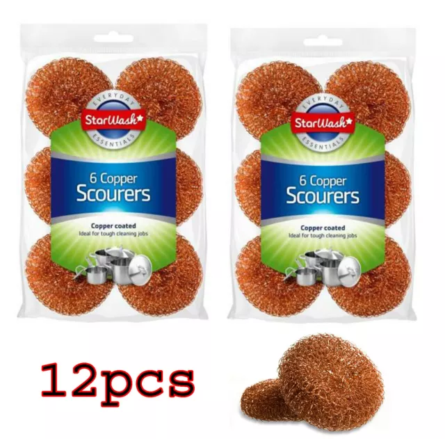 Copper Scourers Metal Professional Heavy Duty Scrubbing Pots Pans  Kitchen 12pk