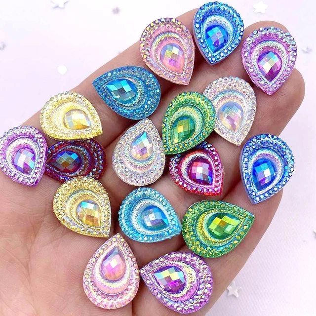 7-25mm Peacock Eye Cabochons Glitter Embossed 2 Sizes Flatbacks Sets & Single Cl