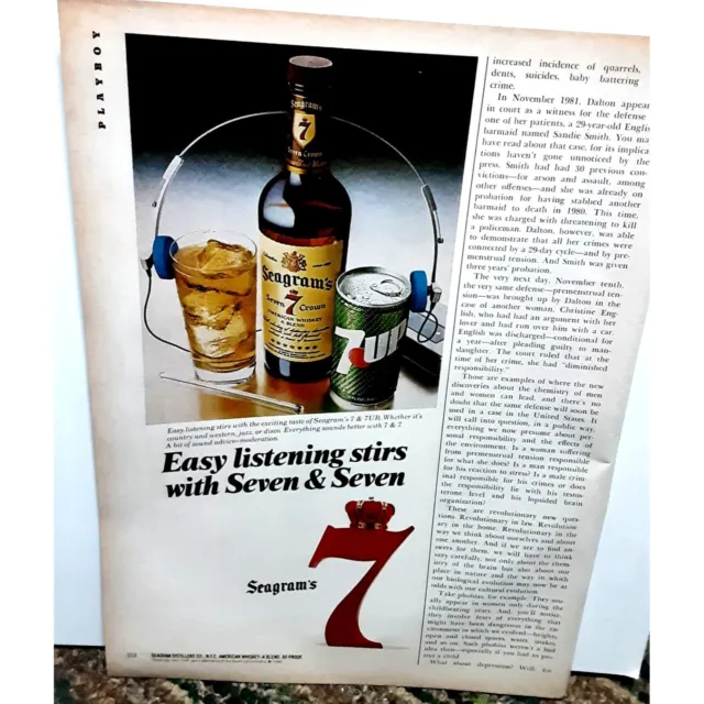 1982 Seagrams Whiskey Seven Up Soda Vintage Print Ad Original 80s