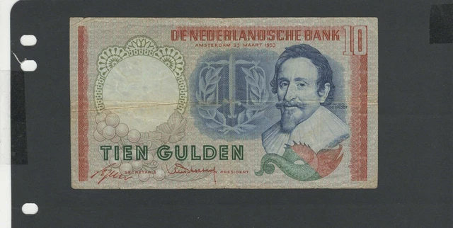 PAYS BAS - Billet 10 Gulden 1953 TB/F Pick-85 N° DZE