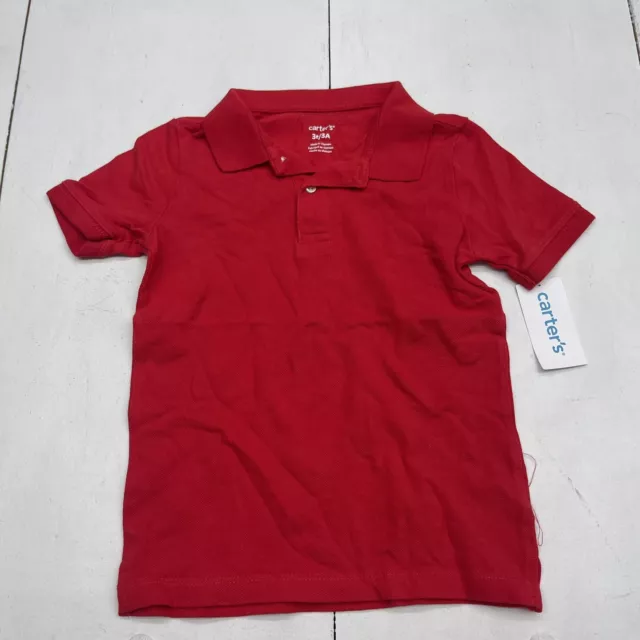 Carters Red Short Sleeve Polo Toddler Boys Size 3T New