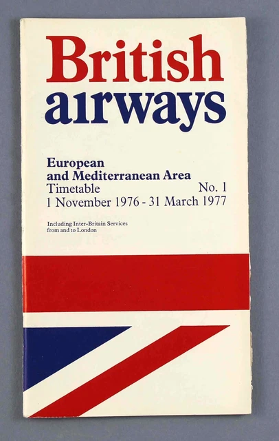 British Airways European & Mediterranean Airline Timetable Winter 1976 - 1977 Ba