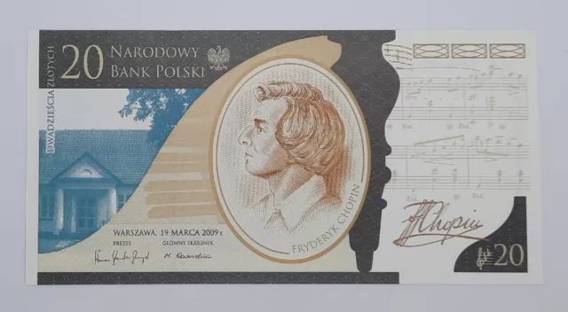 2009 - Narodowy Bank Polski, Poland - 20 Zlotych Banknote, Chopin Commemorative