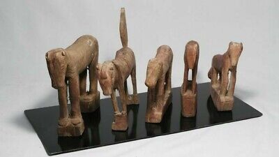 5 Carved horses composition - Timor, Indonesia (# tribal,primitive,artifact)