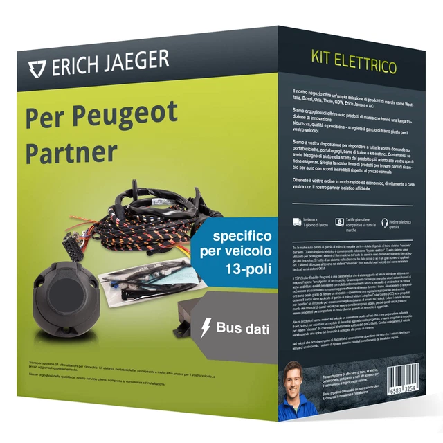 Kit elettrico specifico 13 poli adatto per PEUGEOT Partner, 18- Jaeger Nuovo