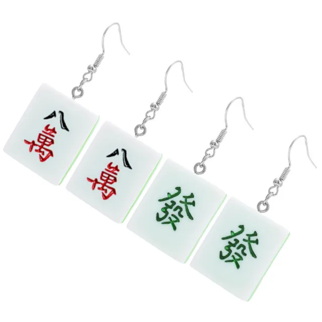 2 Pairs Neuheit Ohrringe Mahjong-Ohrringe Earrings Japanische Mode