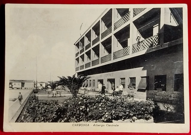 Cartolina Carbonia Albergo Centrale