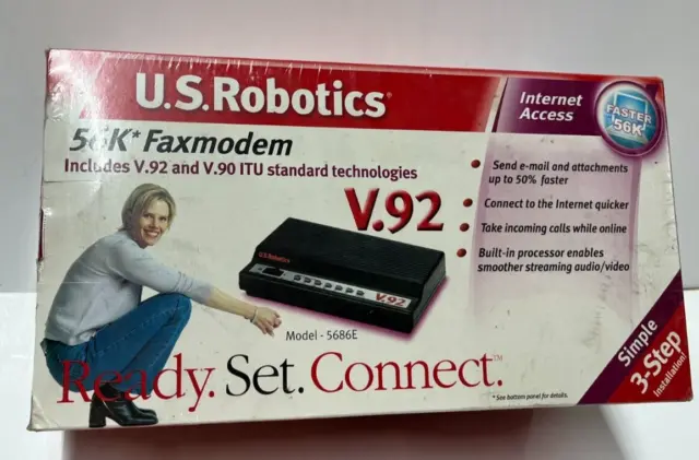 US Robotics USR5686E 56k V.92 External Serial Data Fax Modem NEW Sealed Box